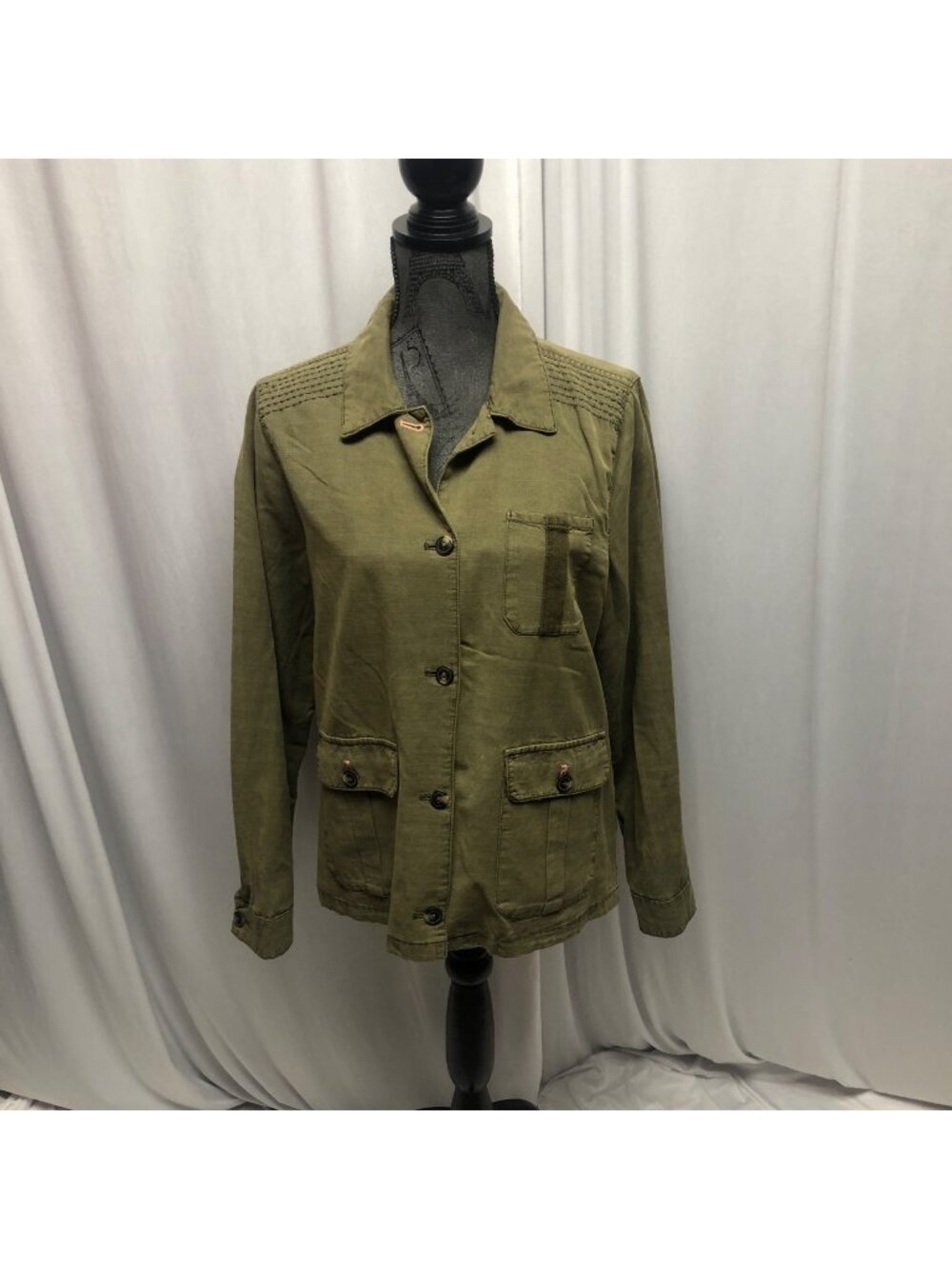 Maurices Army Green Utility Jacket Womens Size Large Pockets Lightweight